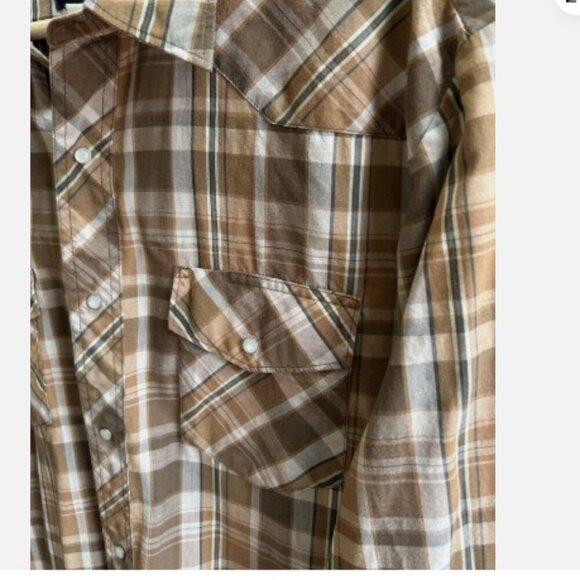 Wrangler Vintage Mens Western Plaid Pearl Snap Long Sleeve Button Down Size L/XL - Picture 8 of 11